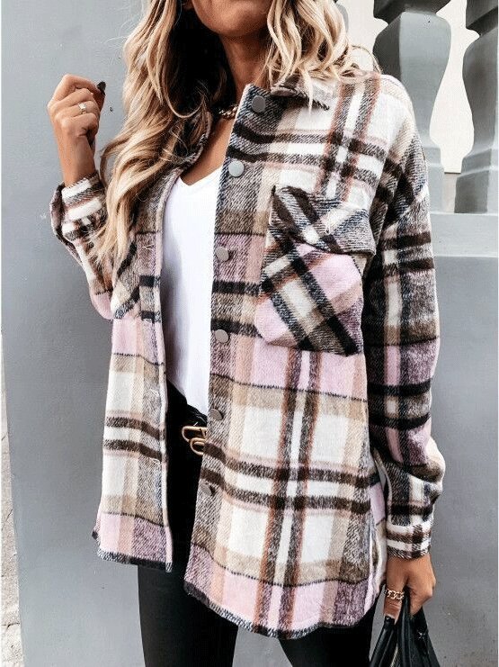 Women's Coats Long Sleeve Pocket Plaid Casual Coats - Cardigans & Sweaters - INS | Online Fashion Free Shipping Clothing, Dresses, Tops, Shoes - 03/09/2021 - 30-40 - Cardigans & Sweaters