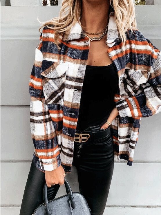 Women's Coats Long Sleeve Pocket Plaid Casual Coats - Cardigans & Sweaters - INS | Online Fashion Free Shipping Clothing, Dresses, Tops, Shoes - 03/09/2021 - 30-40 - Cardigans & Sweaters