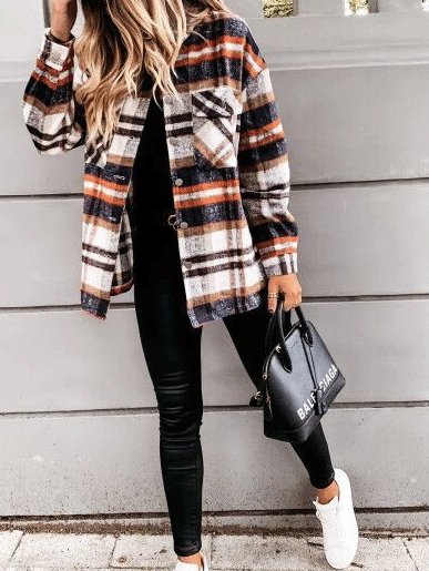 Women's Coats Long Sleeve Pocket Plaid Casual Coats - Cardigans & Sweaters - INS | Online Fashion Free Shipping Clothing, Dresses, Tops, Shoes - 03/09/2021 - 30-40 - Cardigans & Sweaters