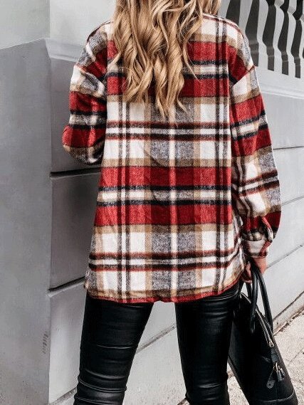 Women's Coats Long Sleeve Pocket Plaid Casual Coats - Cardigans & Sweaters - INS | Online Fashion Free Shipping Clothing, Dresses, Tops, Shoes - 03/09/2021 - 30-40 - Cardigans & Sweaters