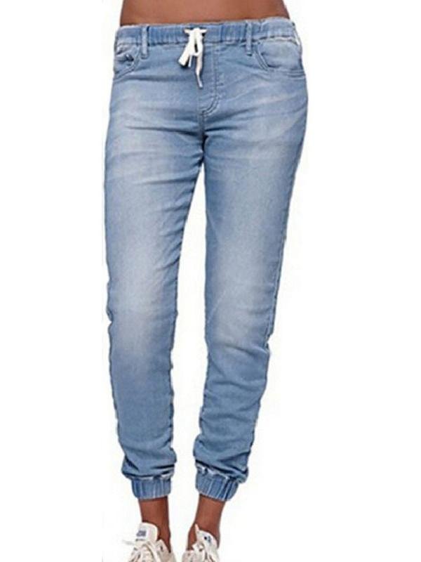 Women's Drawstring Denim Pencil Pants Oversize Casual Pencil Trousers - Jeans - INS | Online Fashion Free Shipping Clothing, Dresses, Tops, Shoes - 15/03/2021 - 2XL - 3XL