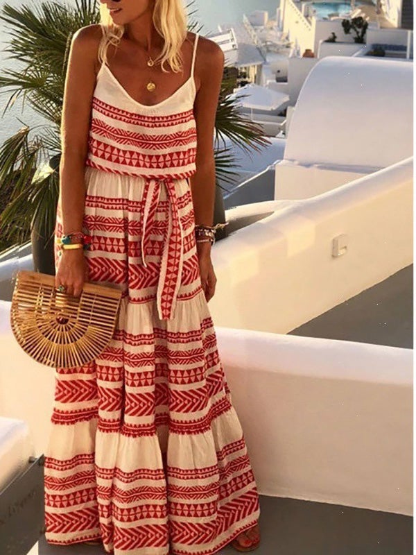 Women's Dresses Bohemian Deep V Neck Print Sling Dress - Maxi Dresses - Instastyled | Online Fashion Free Shipping Clothing, Dresses, Tops, Shoes - 22/01/2022 - 30-40 - color-black