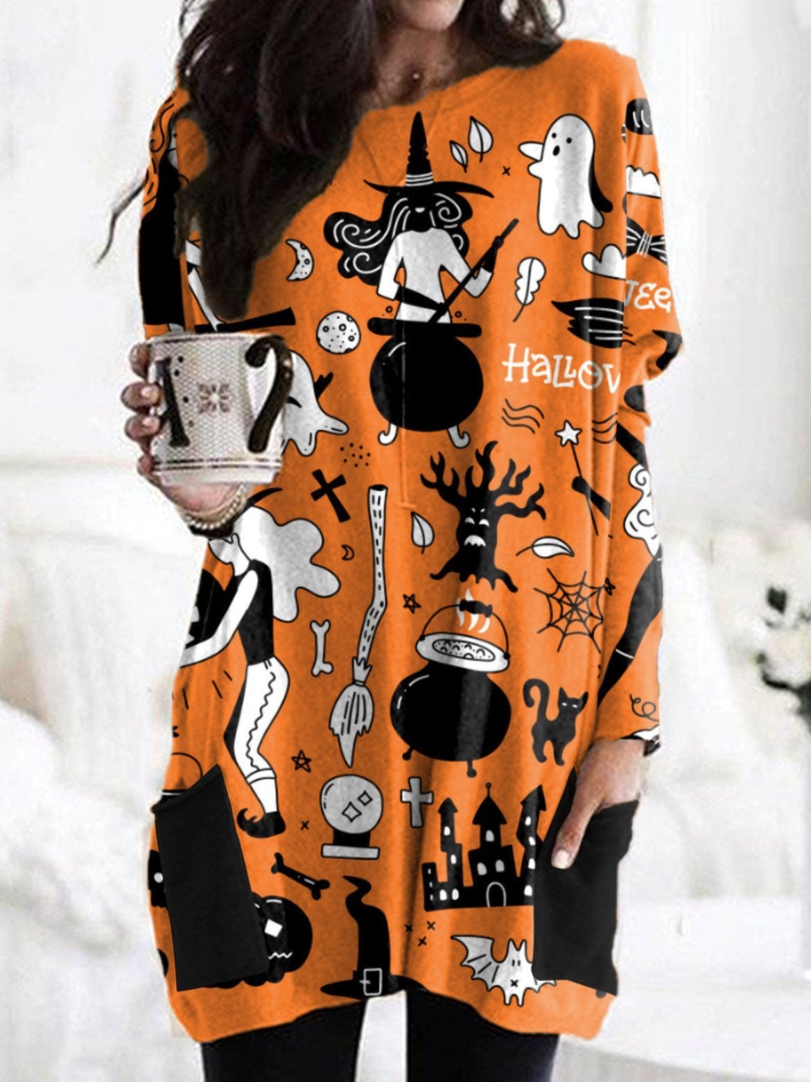 Women's Dresses Cartoon Print Long Sleeve Dress - Mini Dresses - INS | Online Fashion Free Shipping Clothing, Dresses, Tops, Shoes - 10-20 - 20/08/2021 - Category_Mini Dresses