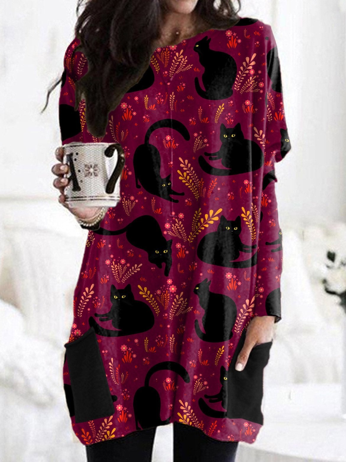 Women's Dresses Cartoon Print Long Sleeve Dress - Mini Dresses - INS | Online Fashion Free Shipping Clothing, Dresses, Tops, Shoes - 10-20 - 20/08/2021 - Category_Mini Dresses