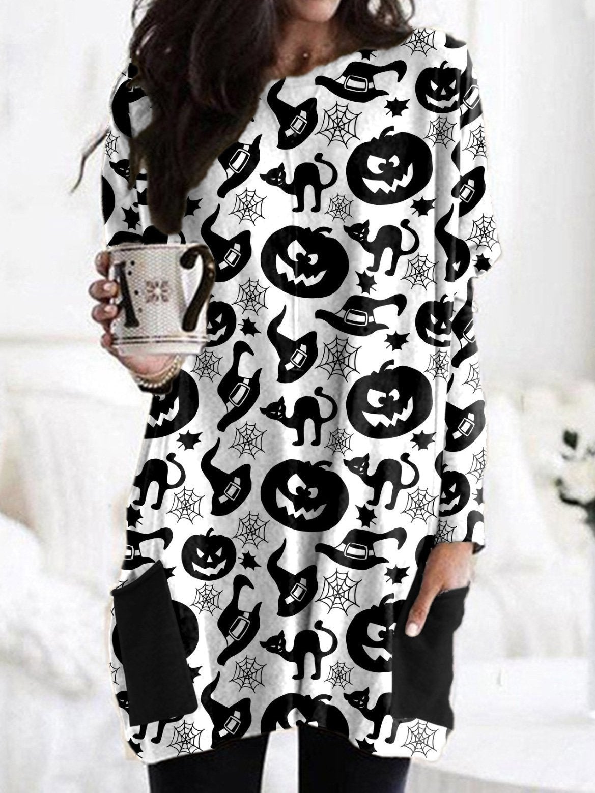 Women's Dresses Cartoon Print Long Sleeve Dress - Mini Dresses - INS | Online Fashion Free Shipping Clothing, Dresses, Tops, Shoes - 10-20 - 20/08/2021 - Category_Mini Dresses