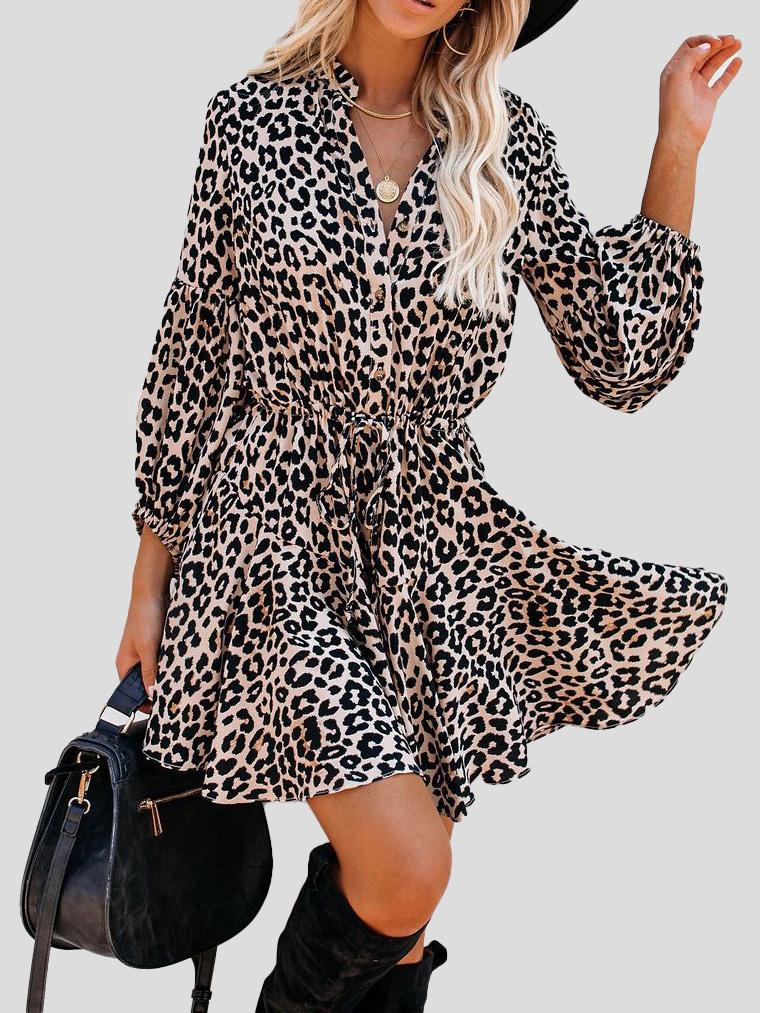 Women's Dresses Floral Button Long Sleeve Mini Dress - Mini Dresses - INS | Online Fashion Free Shipping Clothing, Dresses, Tops, Shoes - 27/09/2021 - Color_Black - Color_Pink