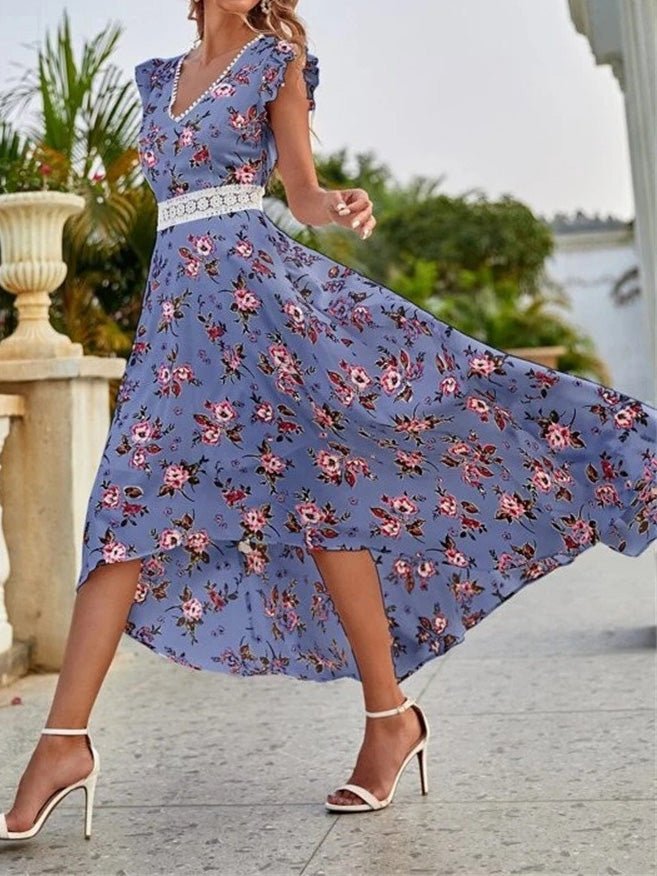 Women's Dresses Floral Print V-Neck Sleeveless Dress - Maxi Dresses - Instastyled | Online Fashion Free Shipping Clothing, Dresses, Tops, Shoes - 01/03/2022 - 40-50 - color-black