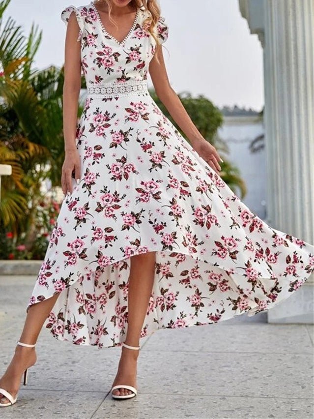 Women's Dresses Floral Print V-Neck Sleeveless Dress - Maxi Dresses - Instastyled | Online Fashion Free Shipping Clothing, Dresses, Tops, Shoes - 01/03/2022 - 40-50 - color-black