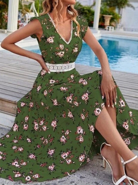 Women's Dresses Floral Print V-Neck Sleeveless Dress - Maxi Dresses - Instastyled | Online Fashion Free Shipping Clothing, Dresses, Tops, Shoes - 01/03/2022 - 40-50 - color-black