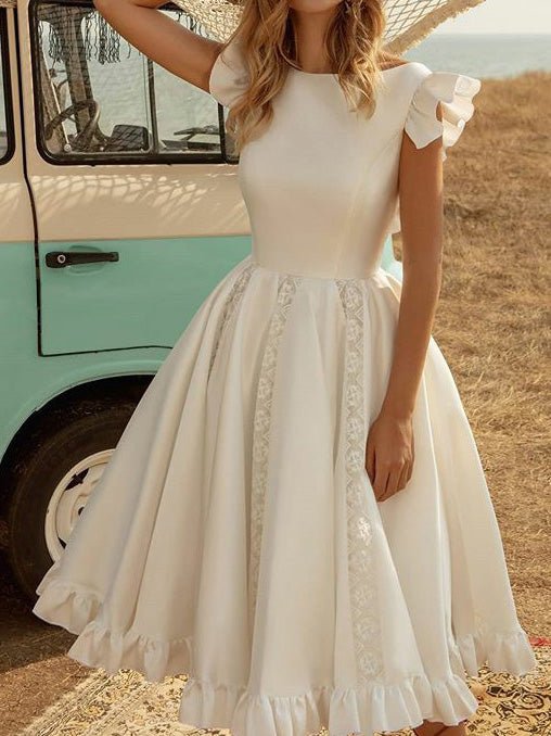 Women's Dresses Lace Panel Flying Sleeve Ruffle Dress - Maxi Dresses - Instastyled | Online Fashion Free Shipping Clothing, Dresses, Tops, Shoes - 17/03/2022 - 40-50 - color-white