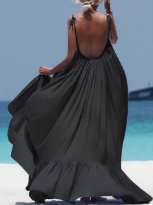 Women's Dresses Solid Sling Bare Back Casual Dress - Maxi Dresses - Instastyled | Online Fashion Free Shipping Clothing, Dresses, Tops, Shoes - 15/02/2022 - 20-30 - Casual Dresses