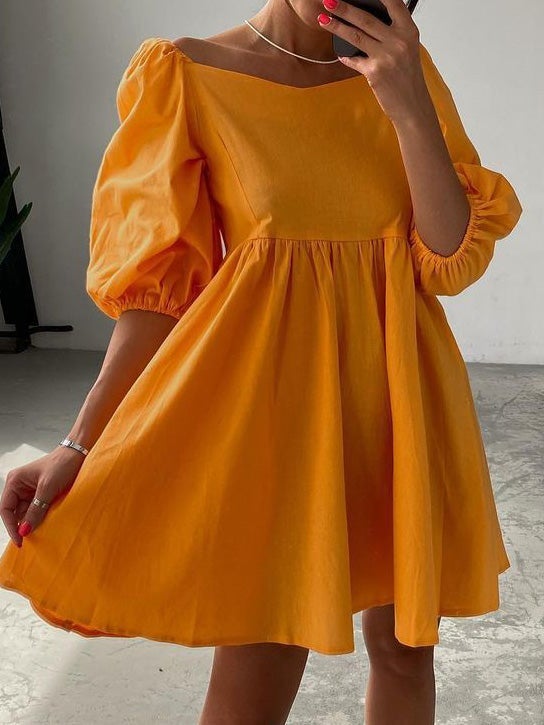 Women's Dresses Square Neck Puff Sleeve Mini Dress - Mini Dresses - Instastyled | Online Fashion Free Shipping Clothing, Dresses, Tops, Shoes - 11/01/2022 - 30-40 - Casual Dresses