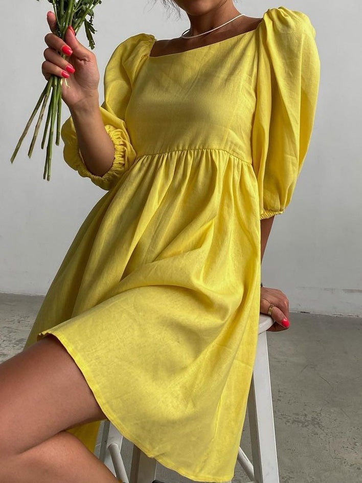 Women's Dresses Square Neck Puff Sleeve Mini Dress - Mini Dresses - Instastyled | Online Fashion Free Shipping Clothing, Dresses, Tops, Shoes - 11/01/2022 - 30-40 - Casual Dresses