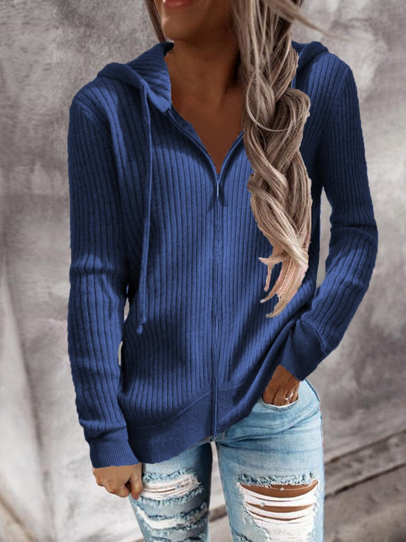 Women's Hoodies Casual Zip Cardigan Long Sleeve Knit Hoodie - Hoodies - INS | Online Fashion Free Shipping Clothing, Dresses, Tops, Shoes - 10/09/2021 - 20-30 - Category_Hoodies